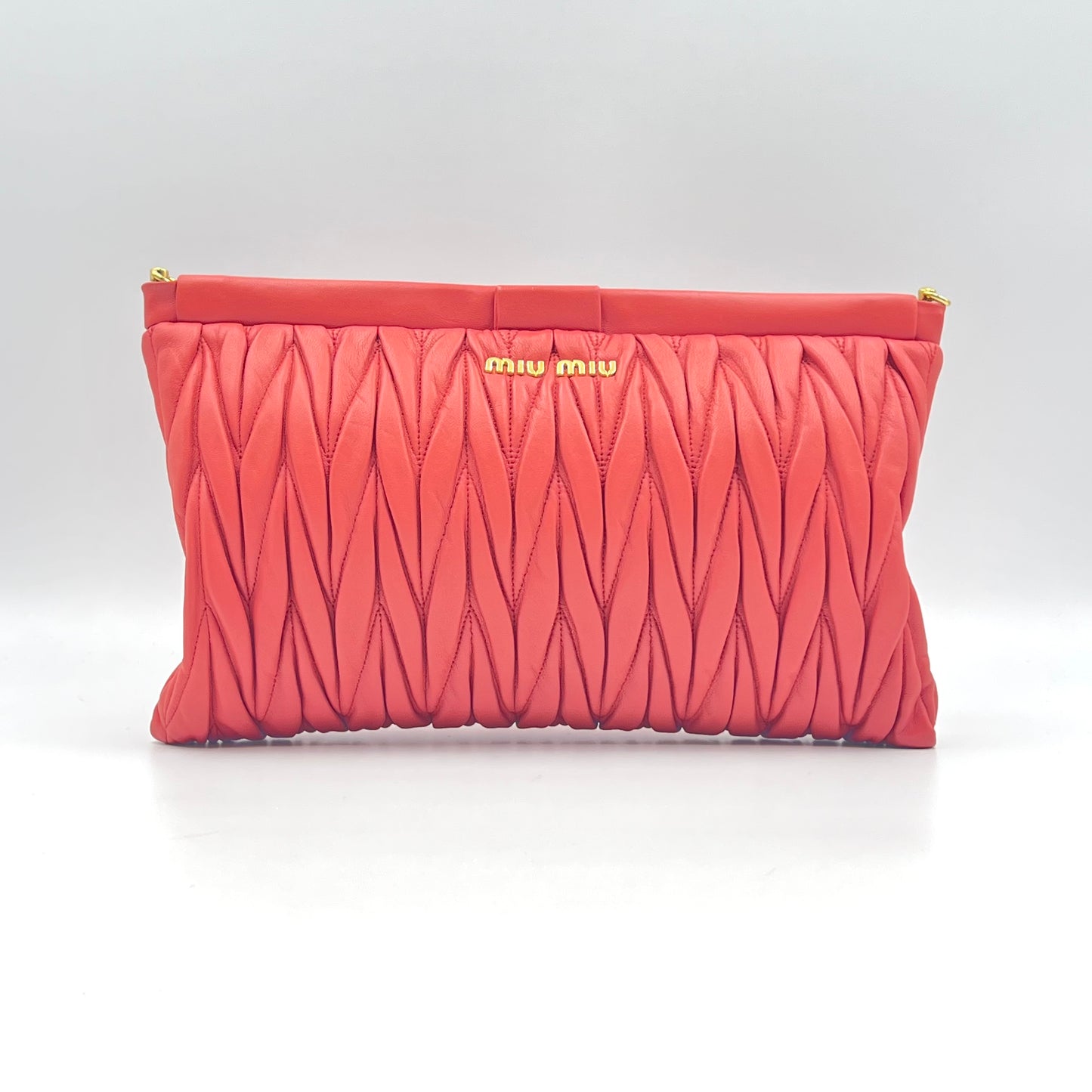 Miu Miu Matelasse Leather Shoulder Bag Orange