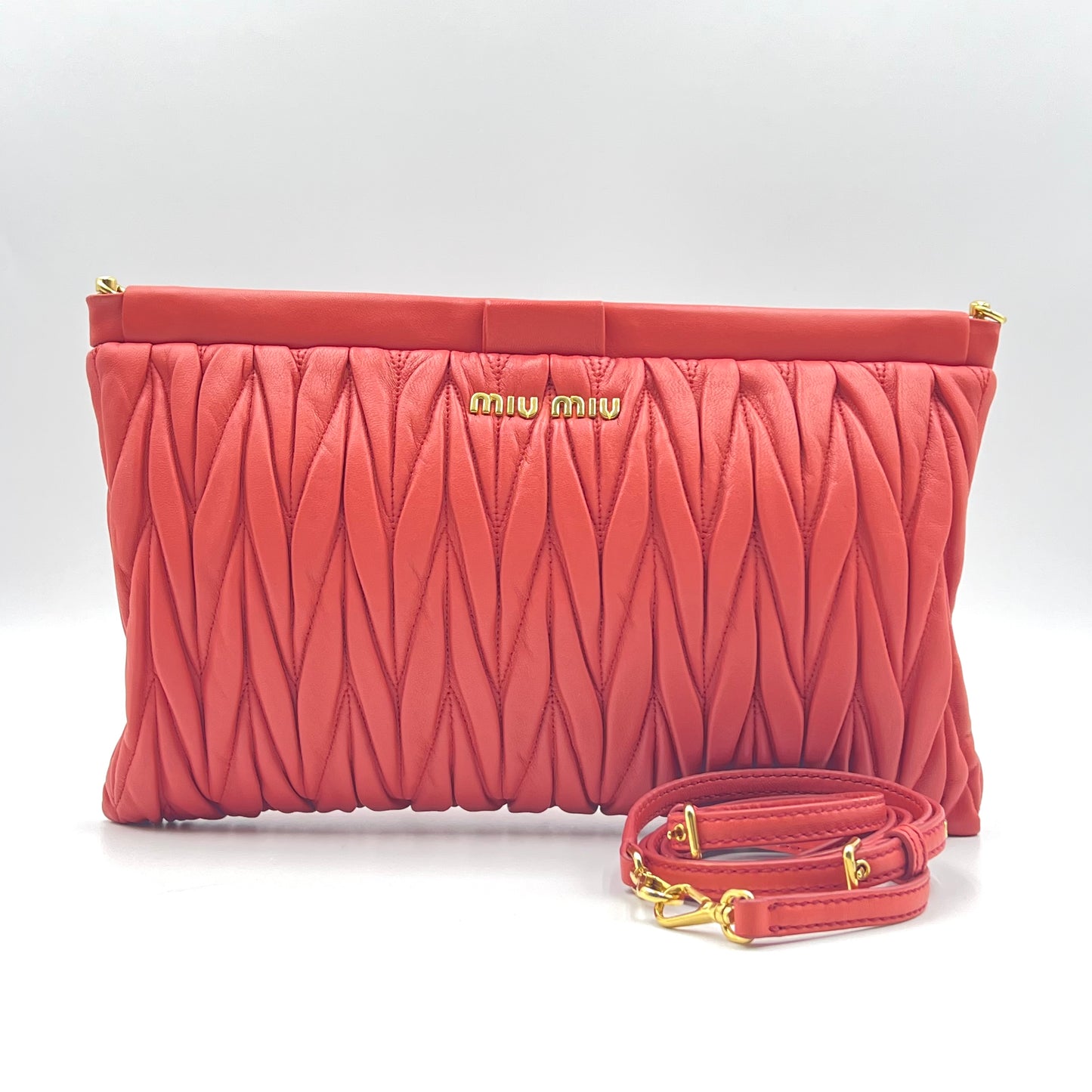 Miu Miu Matelasse Leather Shoulder Bag Orange