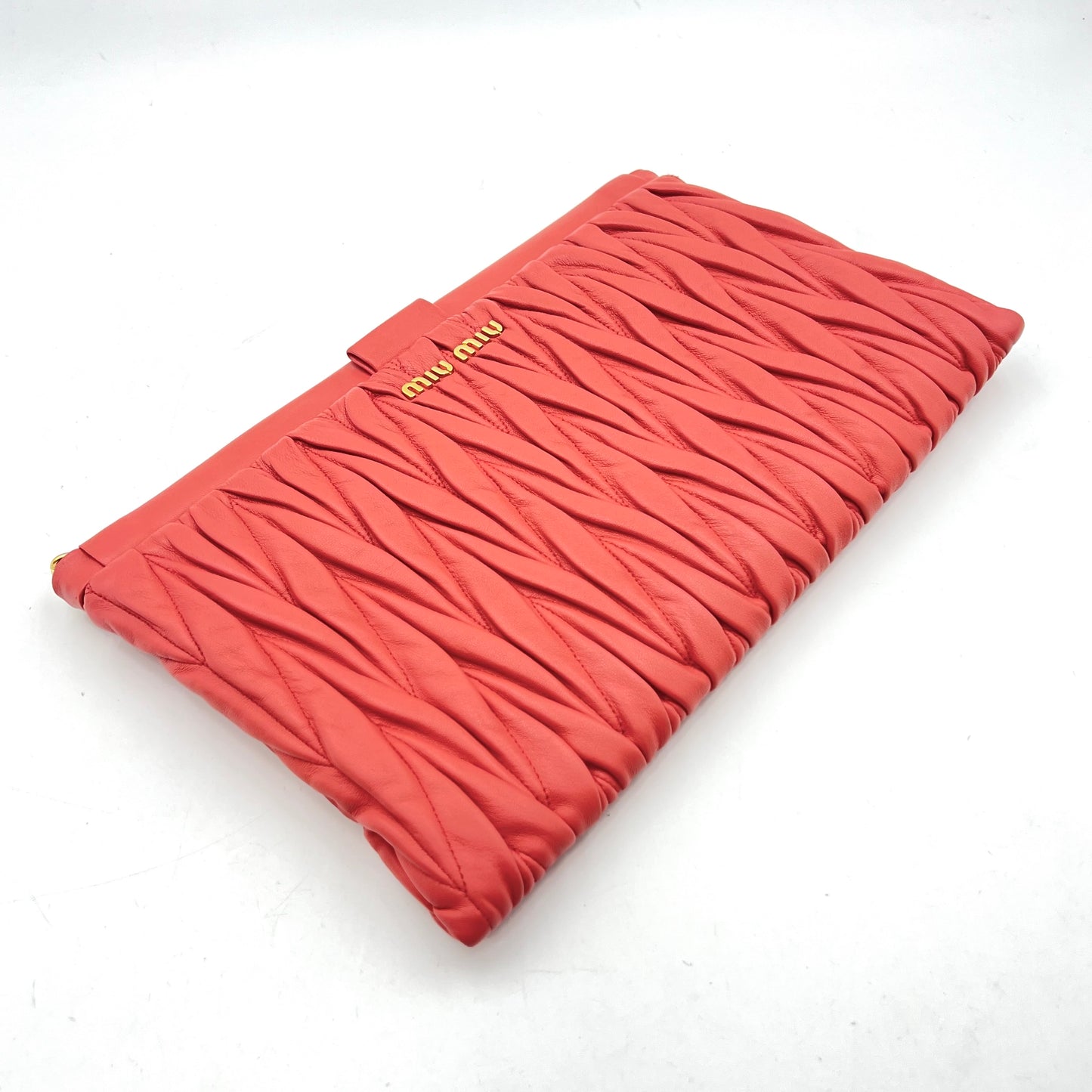Miu Miu Matelasse Leather Shoulder Bag Orange