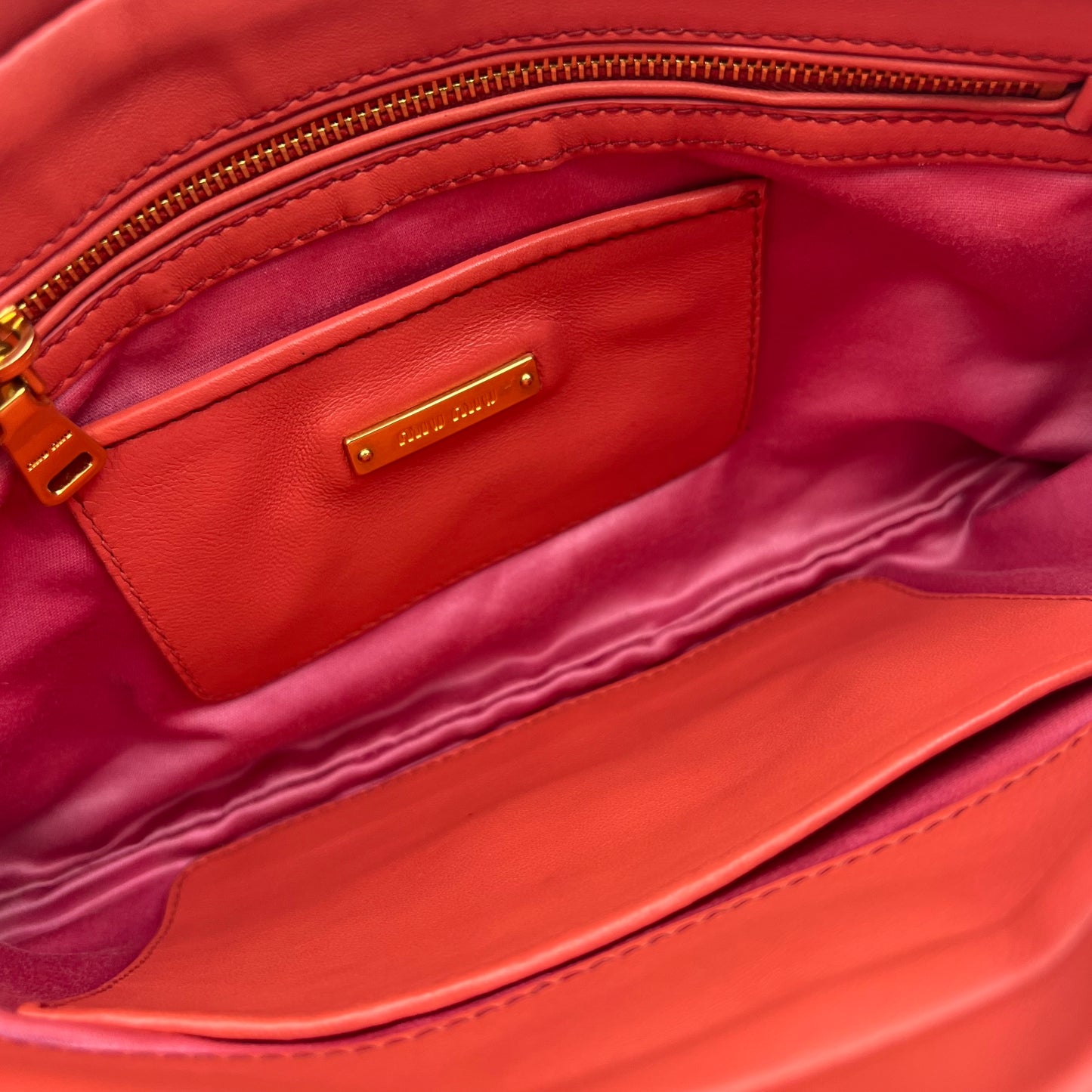 Miu Miu Matelasse Leather Shoulder Bag Orange