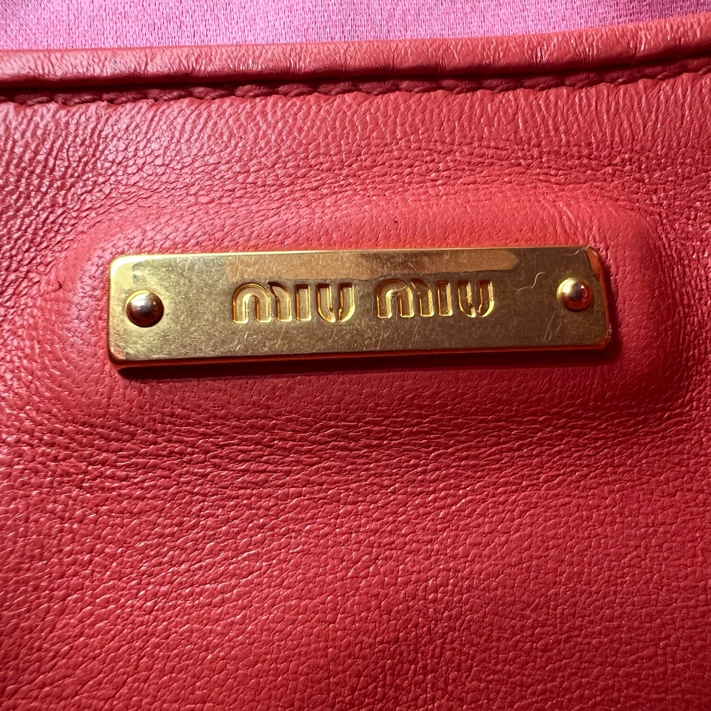 Miu Miu Matelasse Leather Shoulder Bag Orange