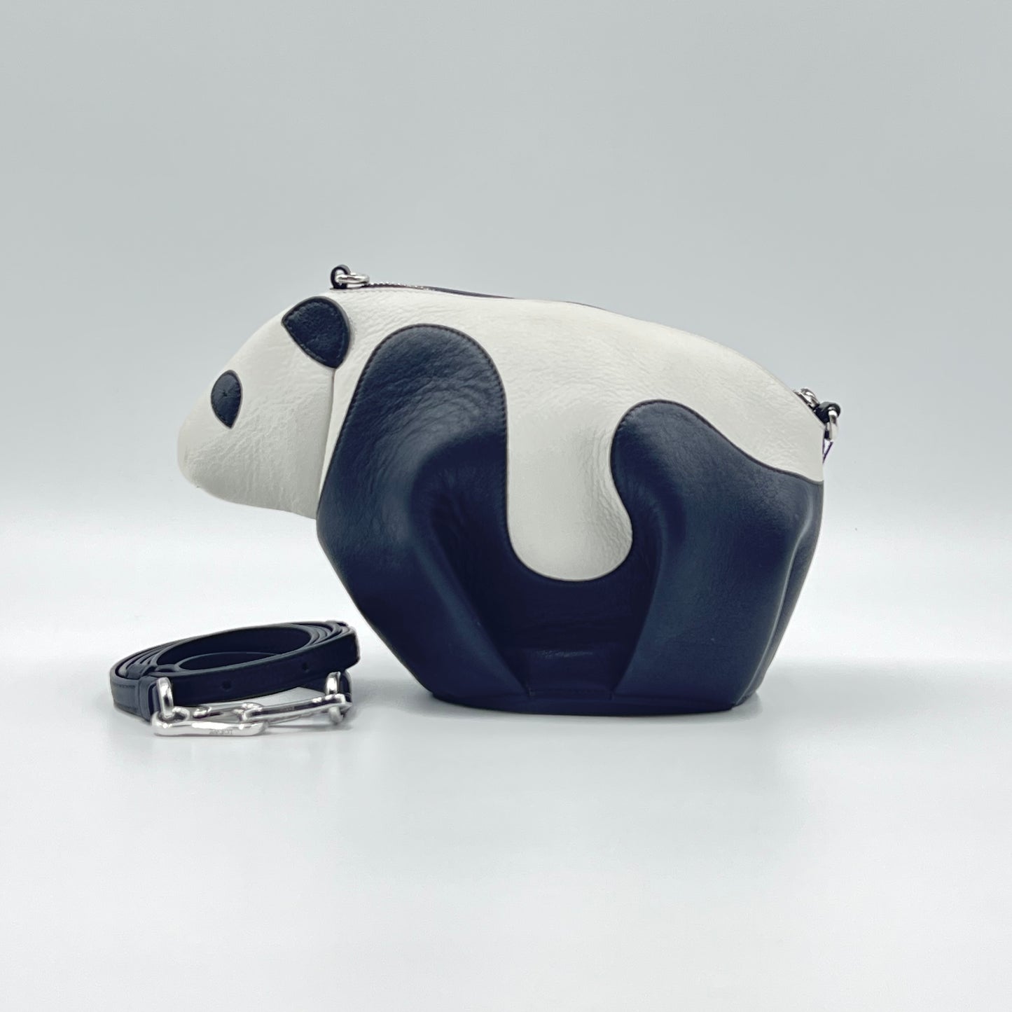 Calfskin Panda Crossbody Black White