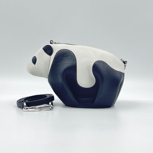 Calfskin Panda Crossbody Black White