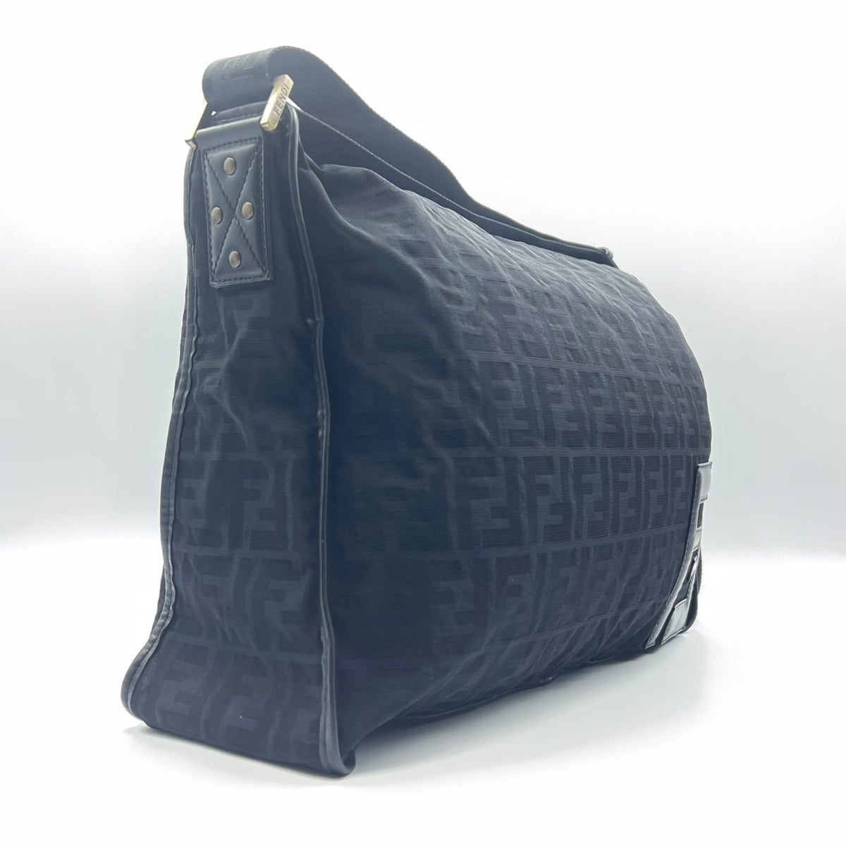 Fendi Black Zucca Canvas Large Messenger Bag — view 2 of 9 Black Zucca Canvas Large Messenger Bag, view 2 of 9