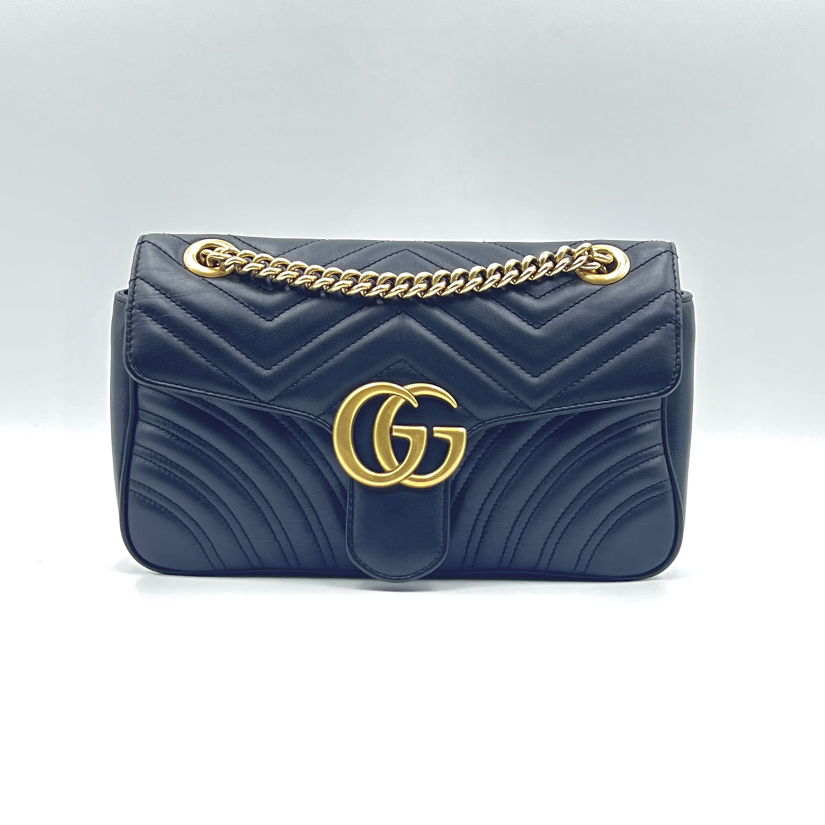 Gucci Calfskin Matelasse Small GG Marmont Shoulder Bag Black