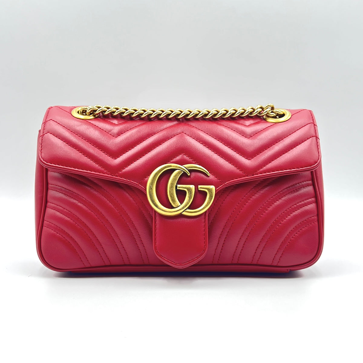 Calfskin Matelasse Small GG Marmont Shoulder Bag Red Calfskin Matelasse Small GG Marmont Shoulder Bag Red, view 1 of 8