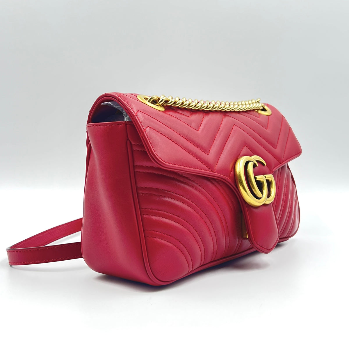 Calfskin Matelasse Small GG Marmont Shoulder Bag Red Calfskin Matelasse Small GG Marmont Shoulder Bag Red, view 2 of 8