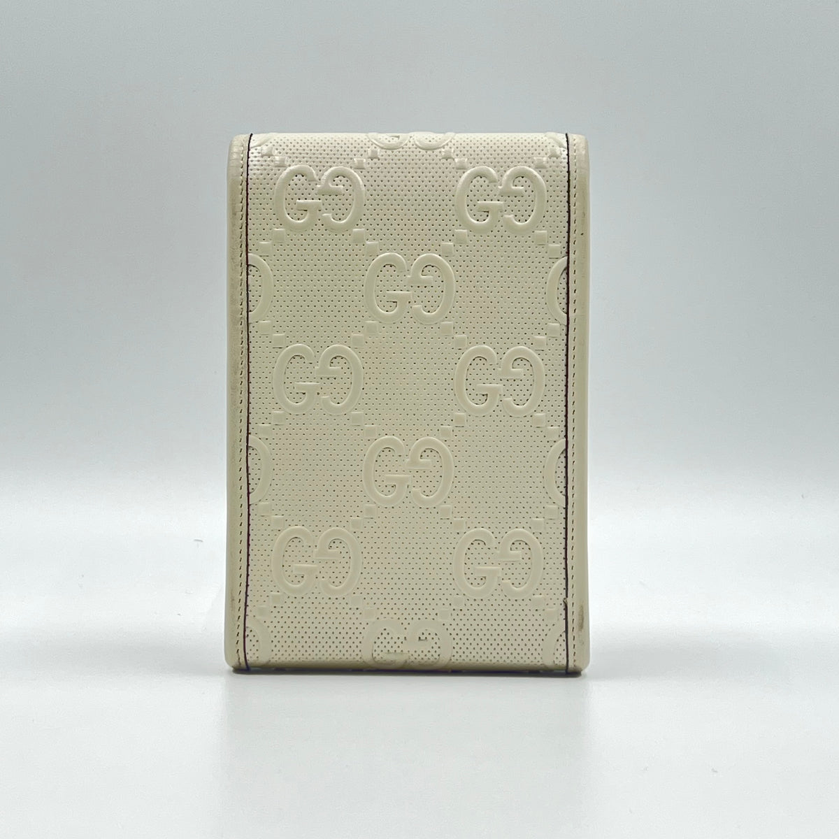 Calfskin GG Tennis Embossed Mini Crossbody Bag Mystic White