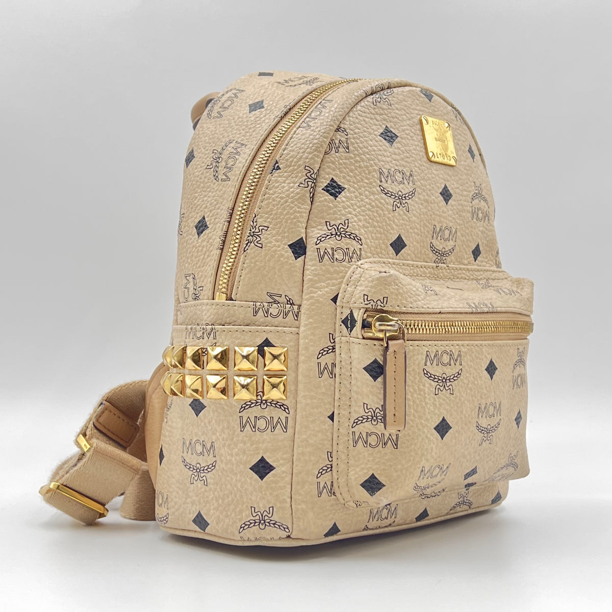Visetos Side Stud Mini Stark Backpack Beige Visetos Side Stud Mini Stark Backpack Beige, view 2 of 8
