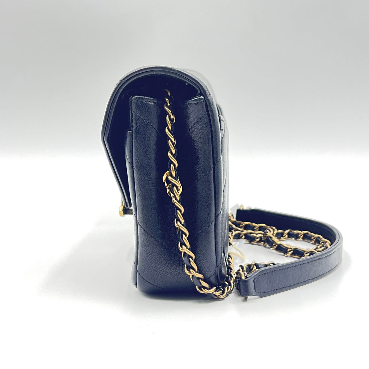Lambskin Chevron Mini Coco Envelope Flap Black