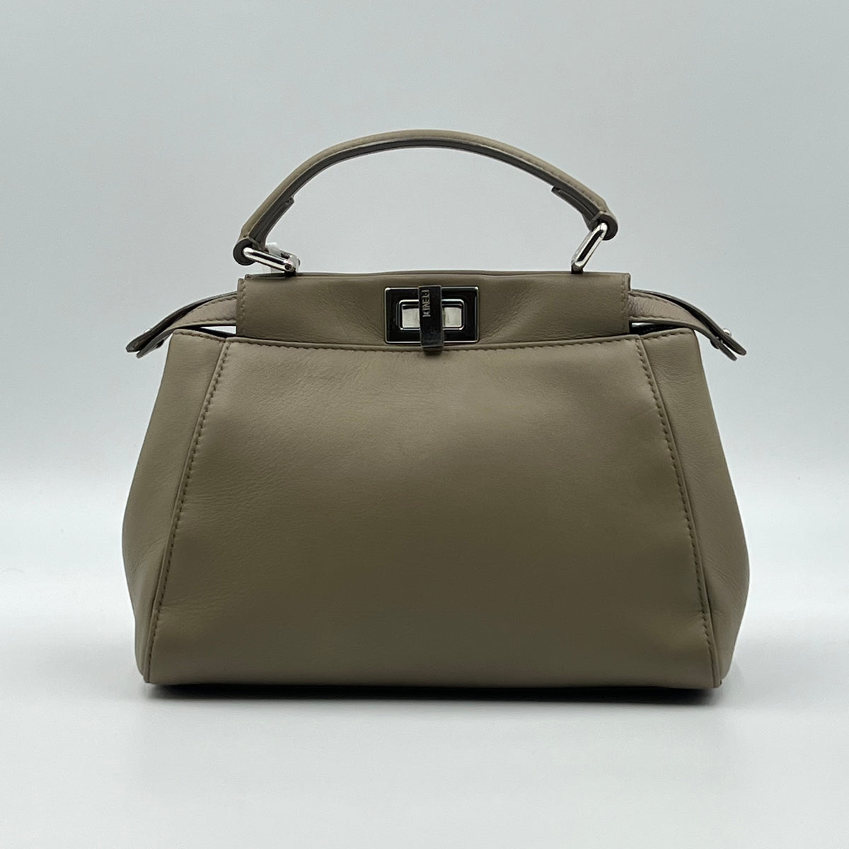 Fendi Nappa Mini Peekaboo Iconic Satchel Tortora