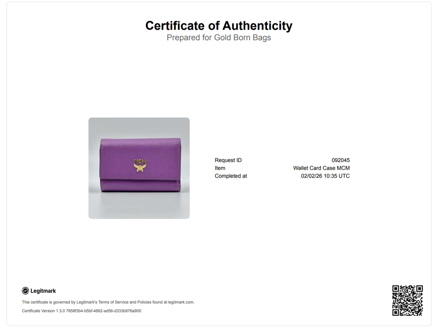 MCM LEATHER Trifold WALLET PURPLE