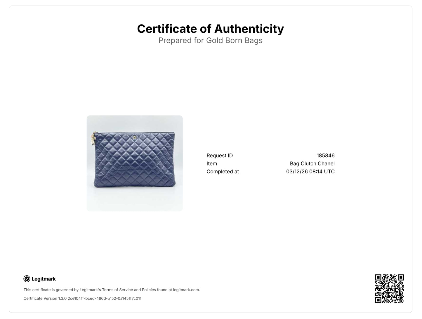 Blue Quilted Lambskin Leather Medium O-Case Zip Pouch