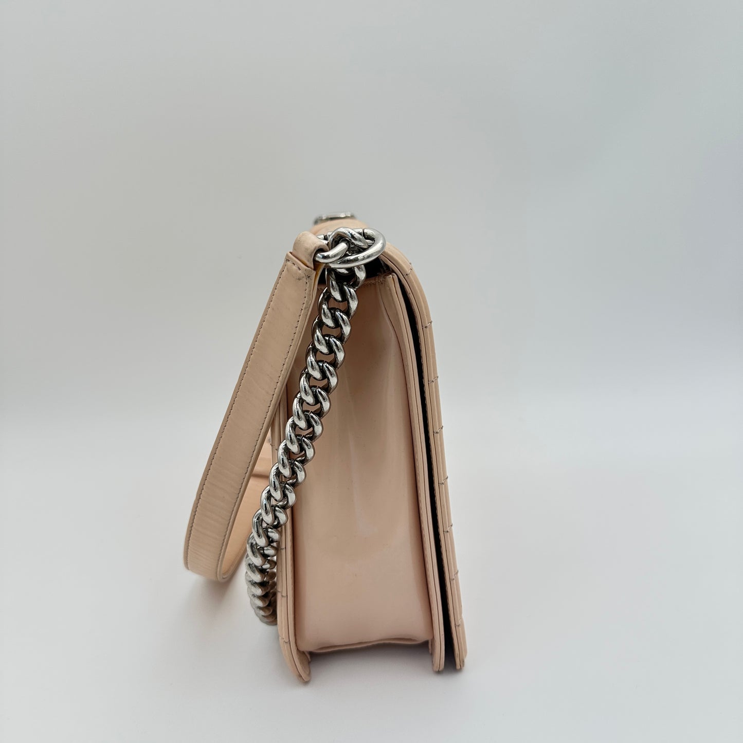 Glazed Calfskin Large Boy Flap Beige Pink