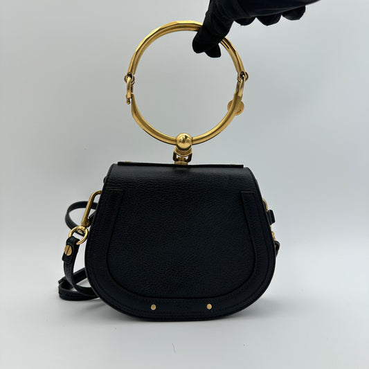 Calfskin Suede Small Nile Bracelet Bag Black
