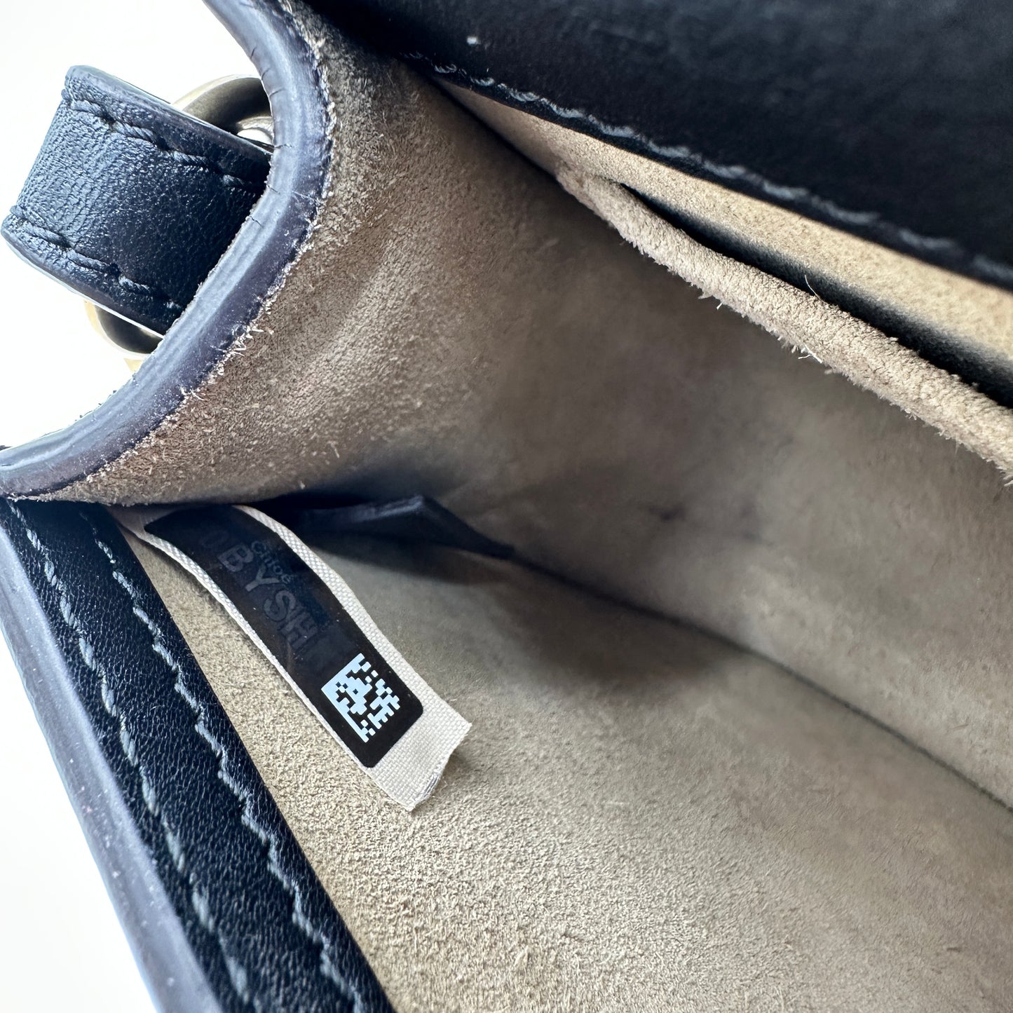 Calfskin Suede Small Nile Bracelet Bag Black