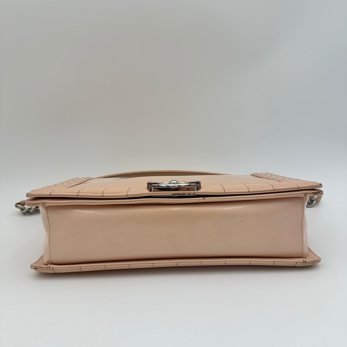 Glazed Calfskin Large Boy Flap Beige Pink
