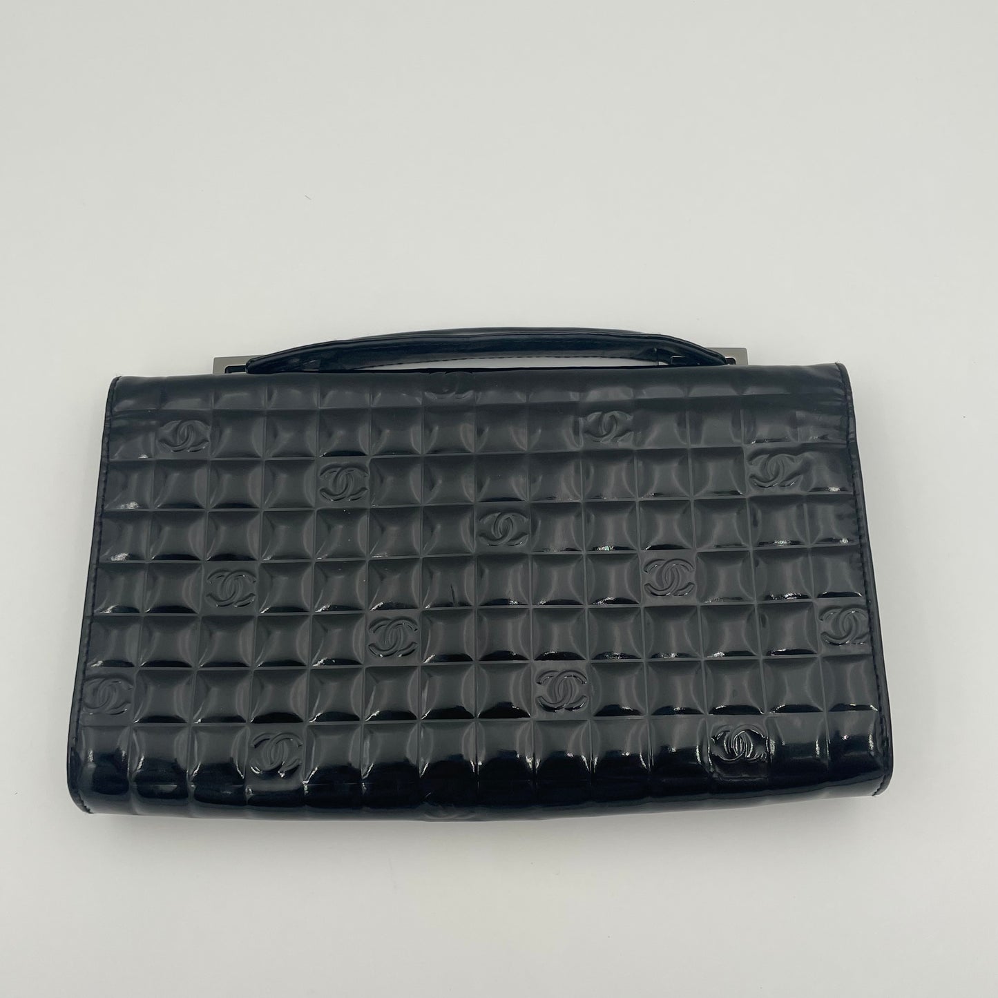 Chocolate Bar CC Handle Clutch Quilted Patent