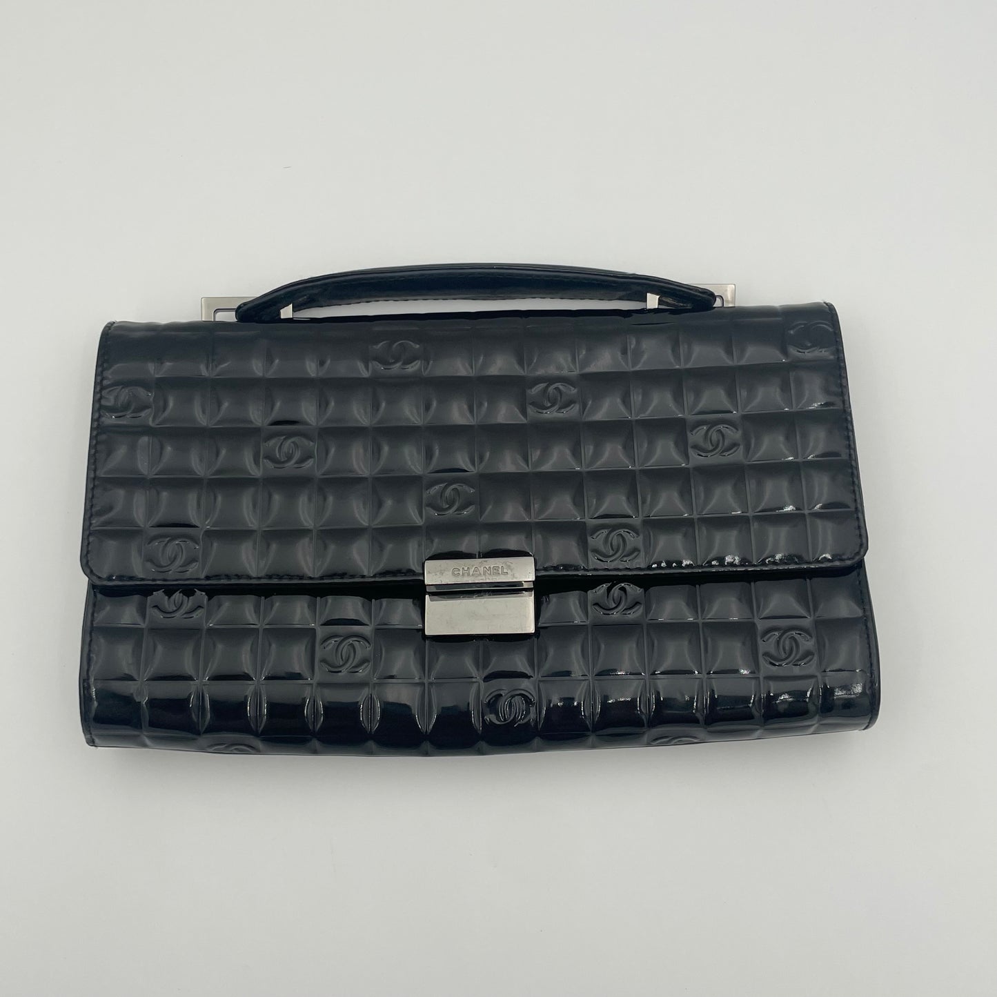 Chocolate Bar CC Handle Clutch Quilted Patent
