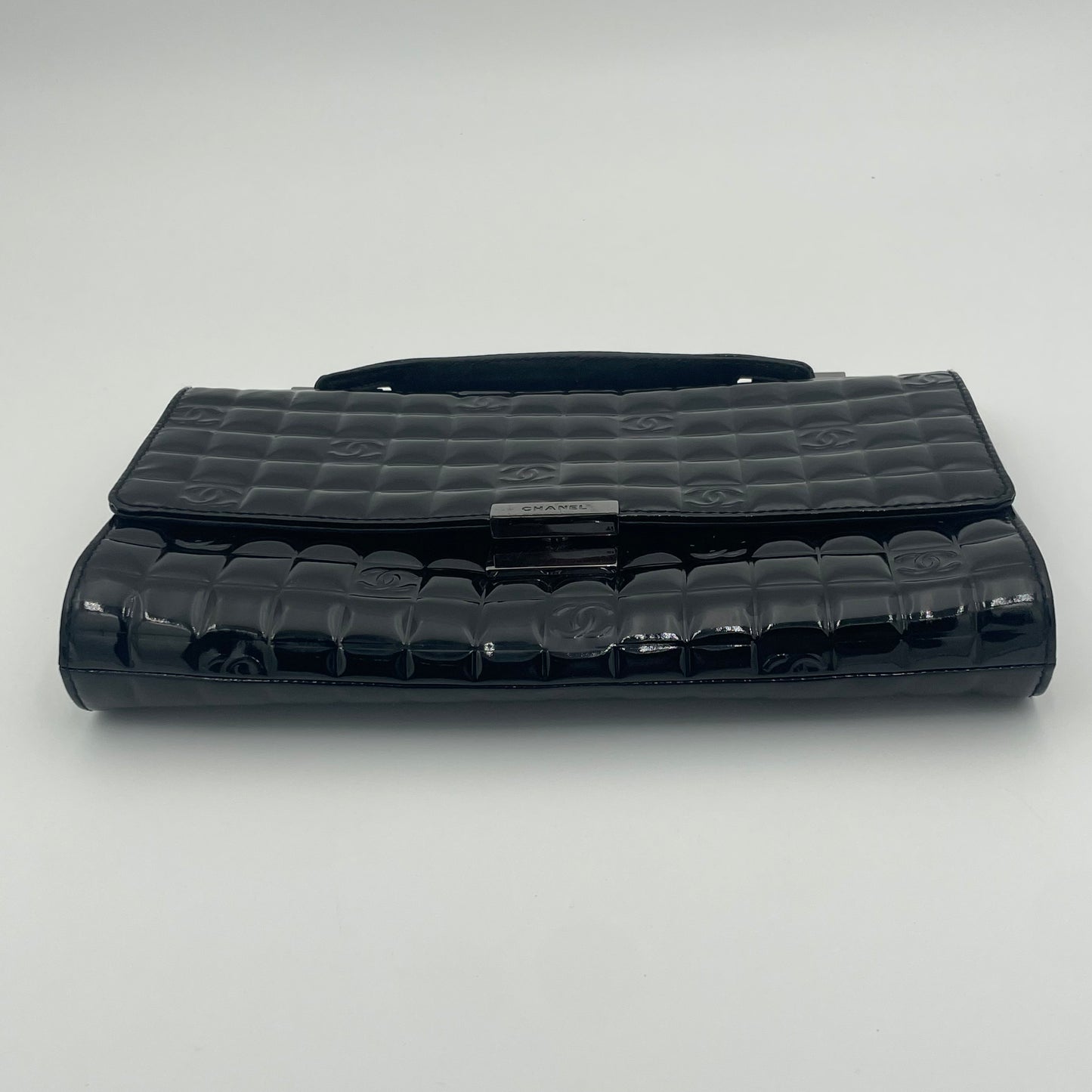 Chocolate Bar CC Handle Clutch Quilted Patent