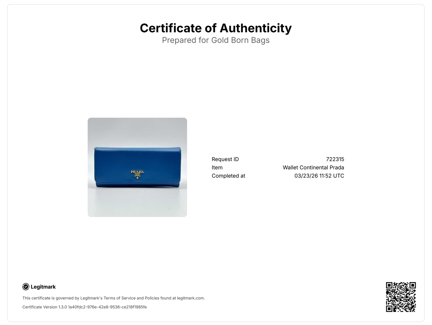 Saffiano Metal Continental Flap Wallet Bleuette