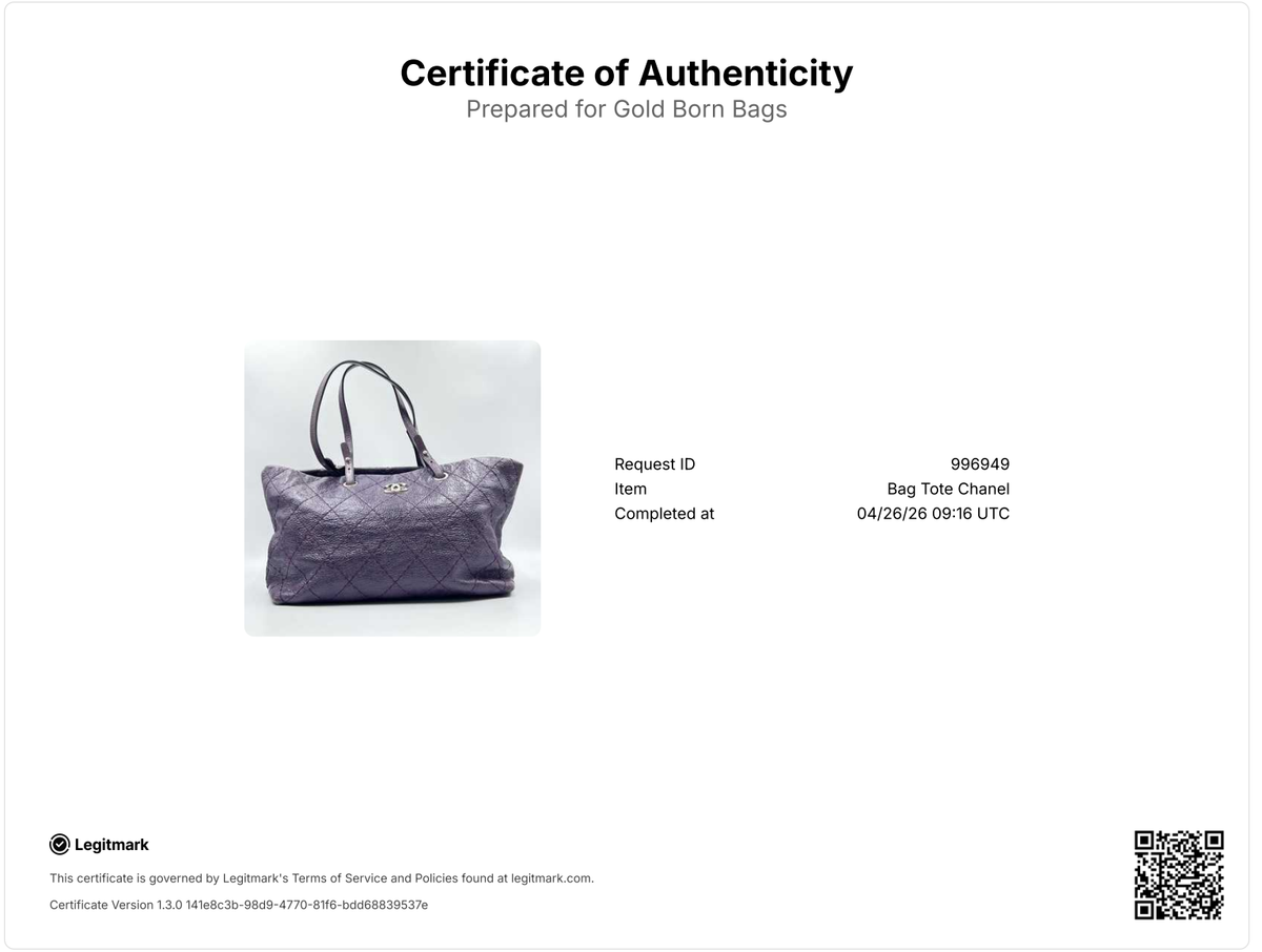 Purple Quilted Glazed Leather On-the-Road Tote Bag