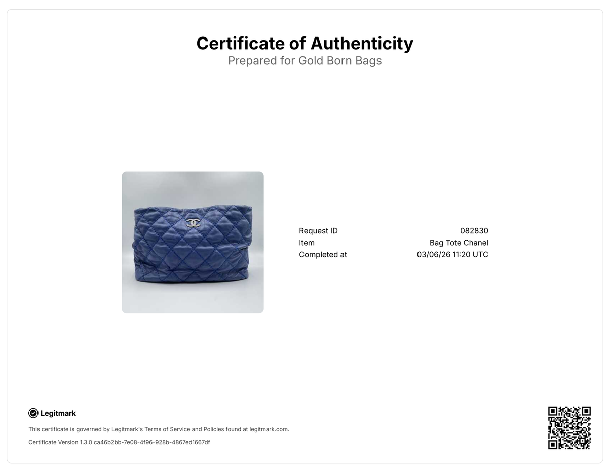 Blue Quilted Leather Shopper Tote