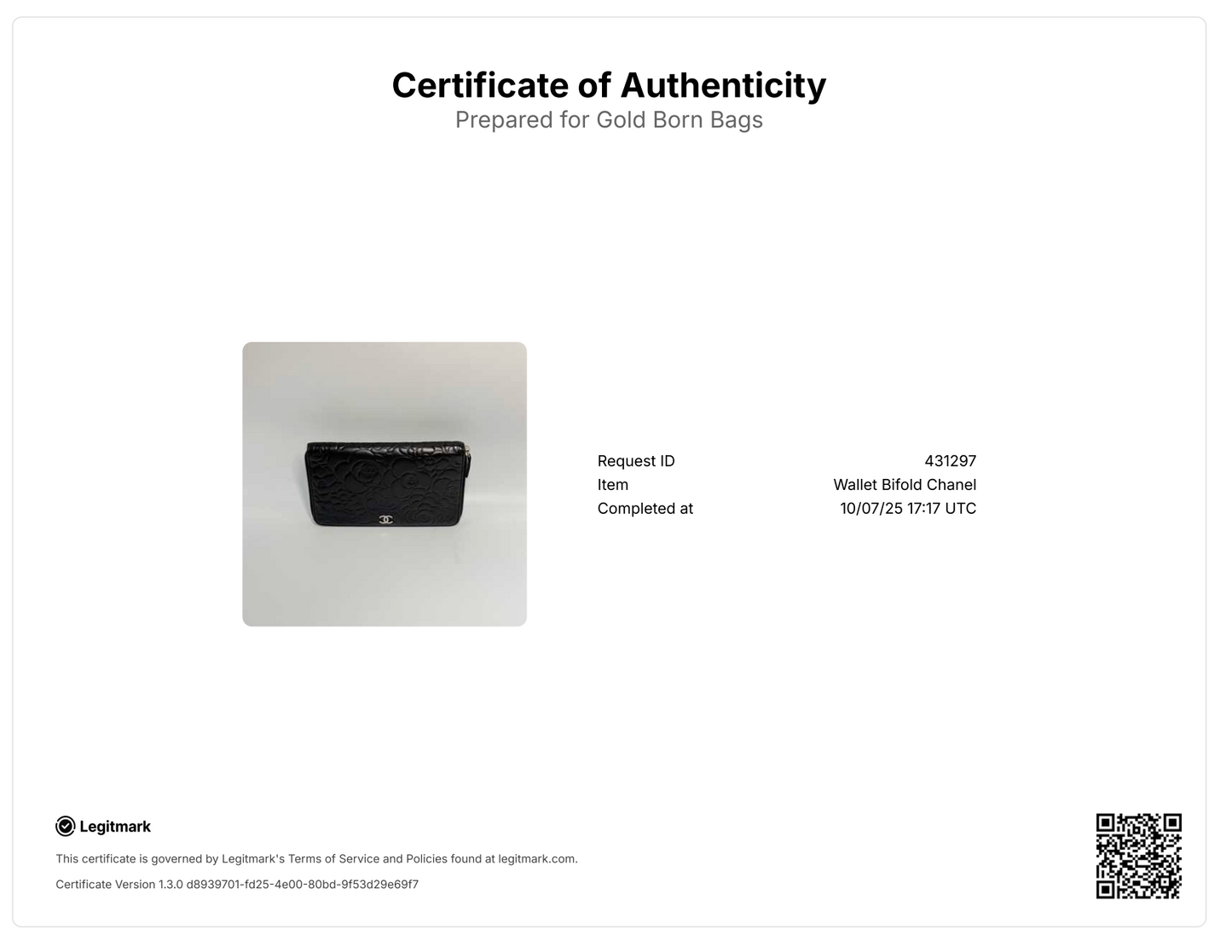 Lambskin Camellia Embossed Large Zip Around Wallet Black