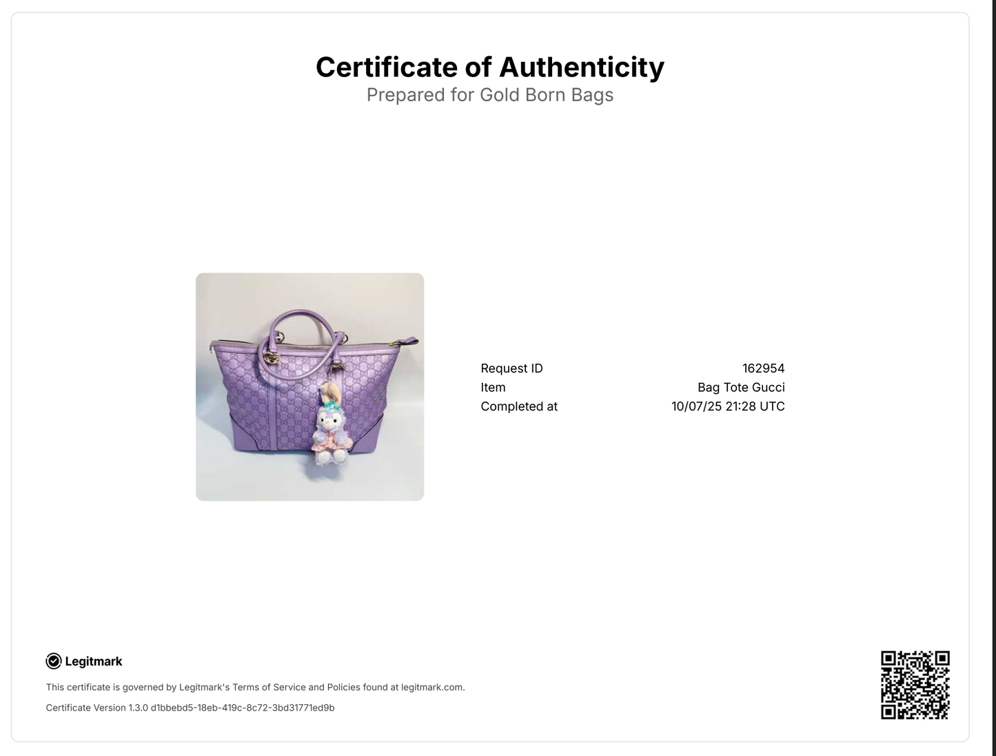 Metallic Guccissima Lovely Heart Tote Purple