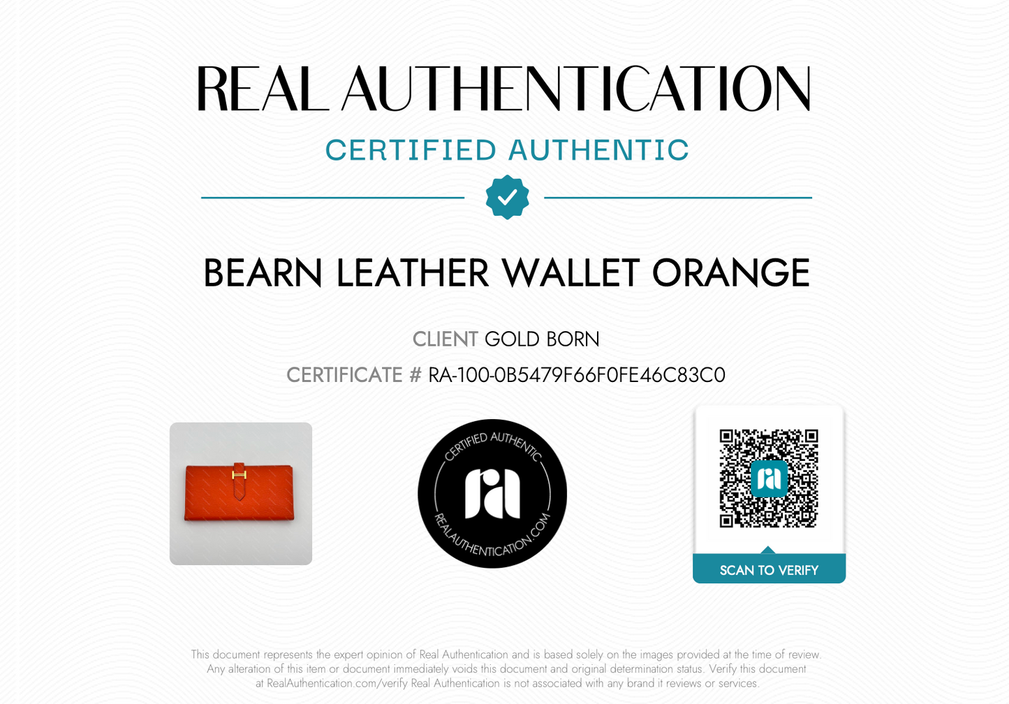Béarn leather wallet Orange Gold Hardware