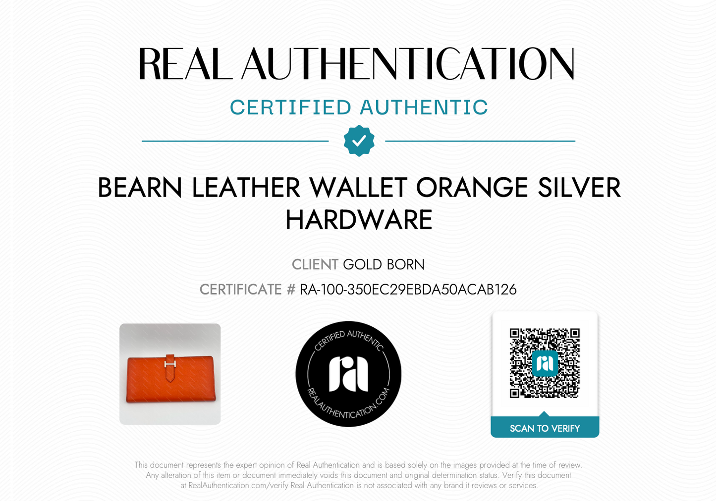 Béarn leather wallet Orange Silver Hardware
