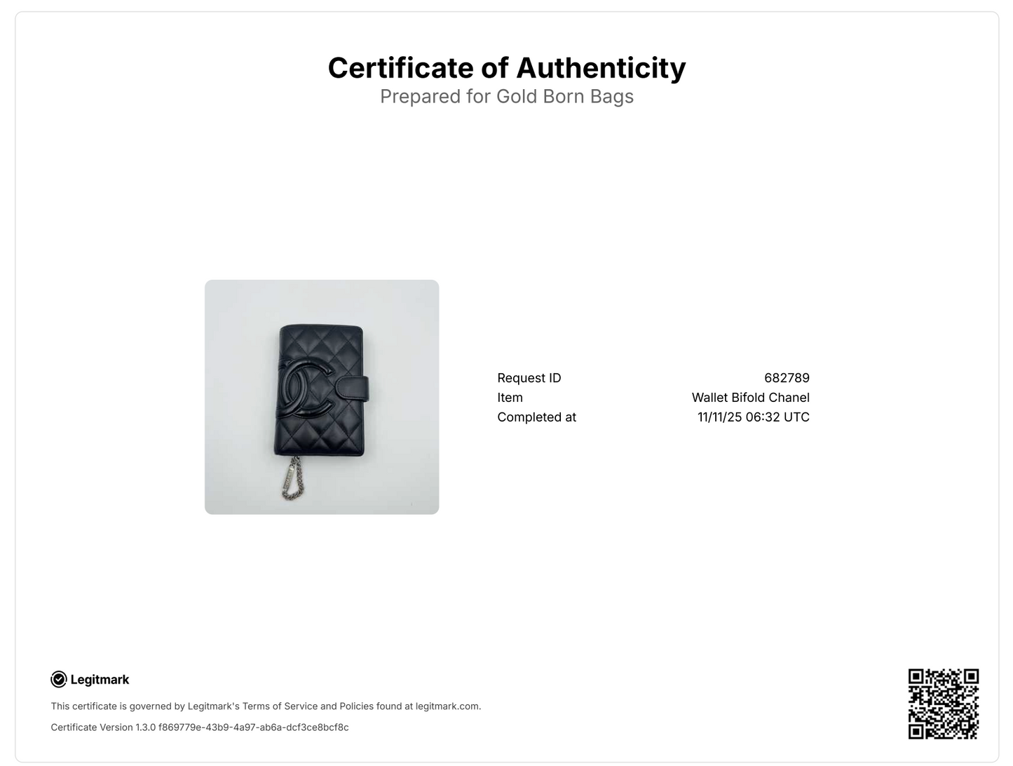 Cambon Line Coco Mark Bi-fold Wallet Round Calf Leather