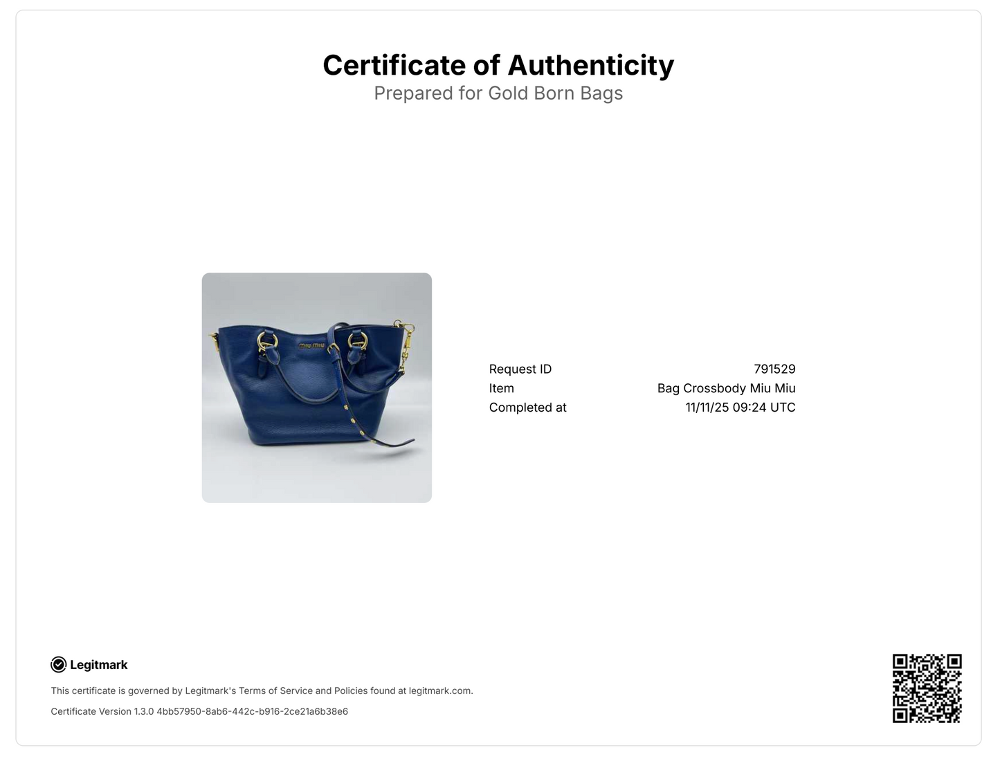 Blue Grained Leather Madras Tote