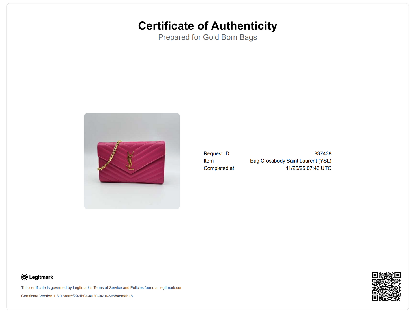 Classic Cassandre Leather Chain Wallet Fuchsia