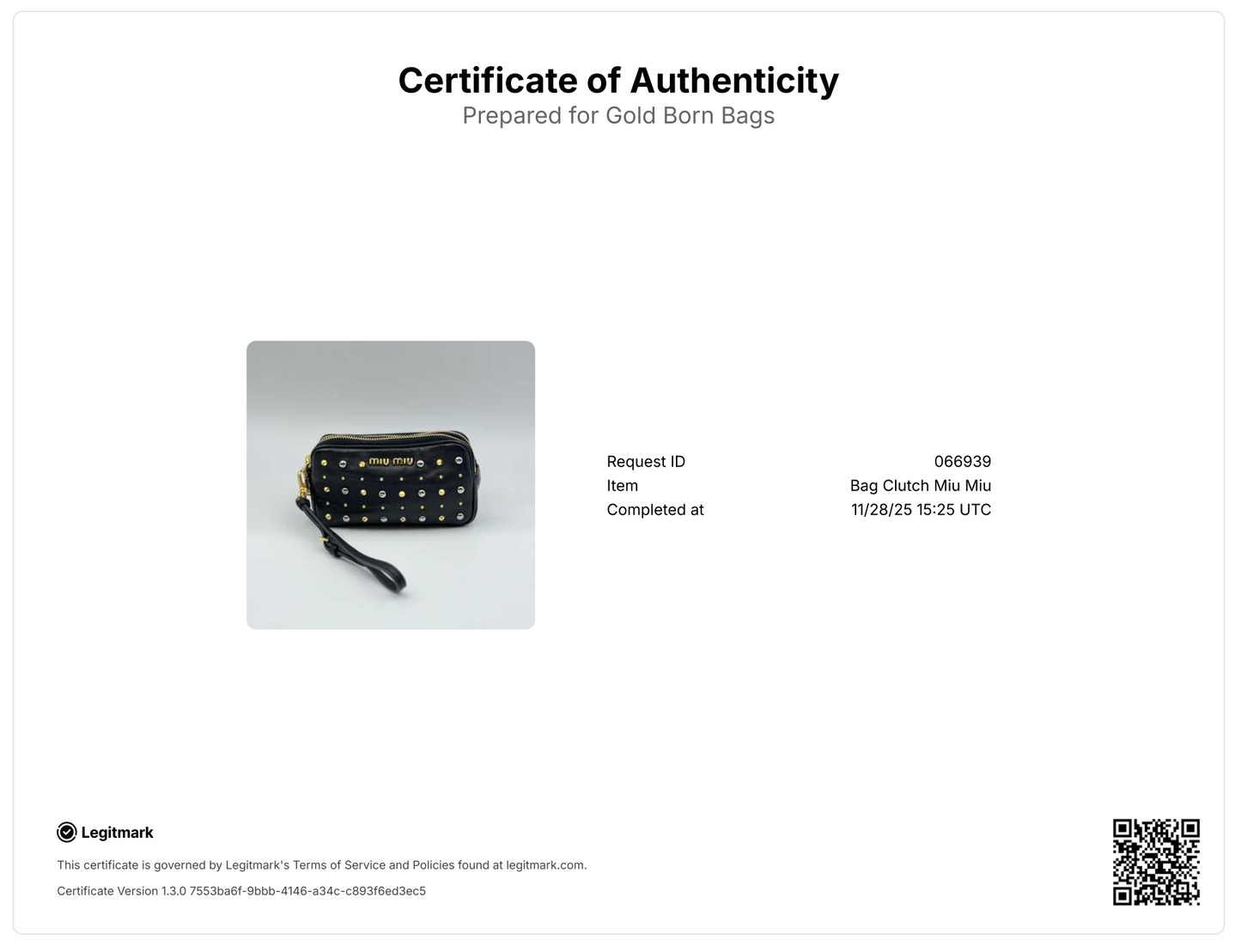 Miu Miu Black Leather Clutch Purse with Gold and Silver Studs