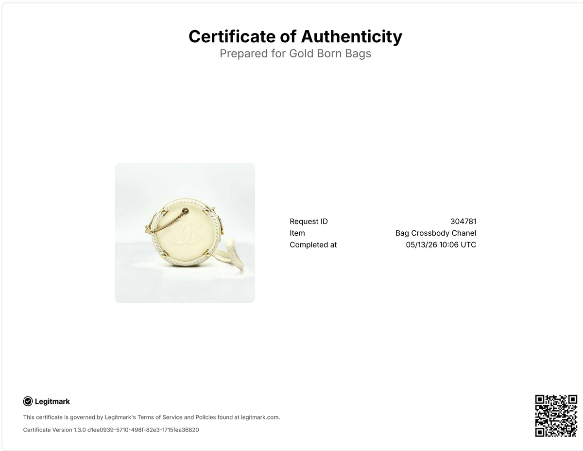 Chanel Crumpled Calfskin Cotton Small En Vogue Round Bag White — view 7 of 7 Crumpled Calfskin Cotton Small En Vogue Round Bag White, view 7 of 7