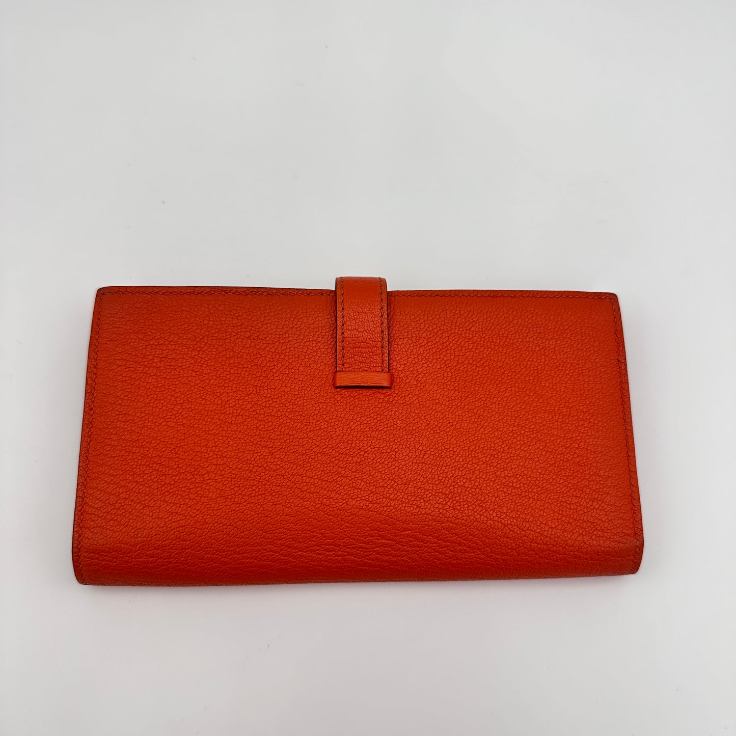 Béarn leather wallet Orange Gold Hardware