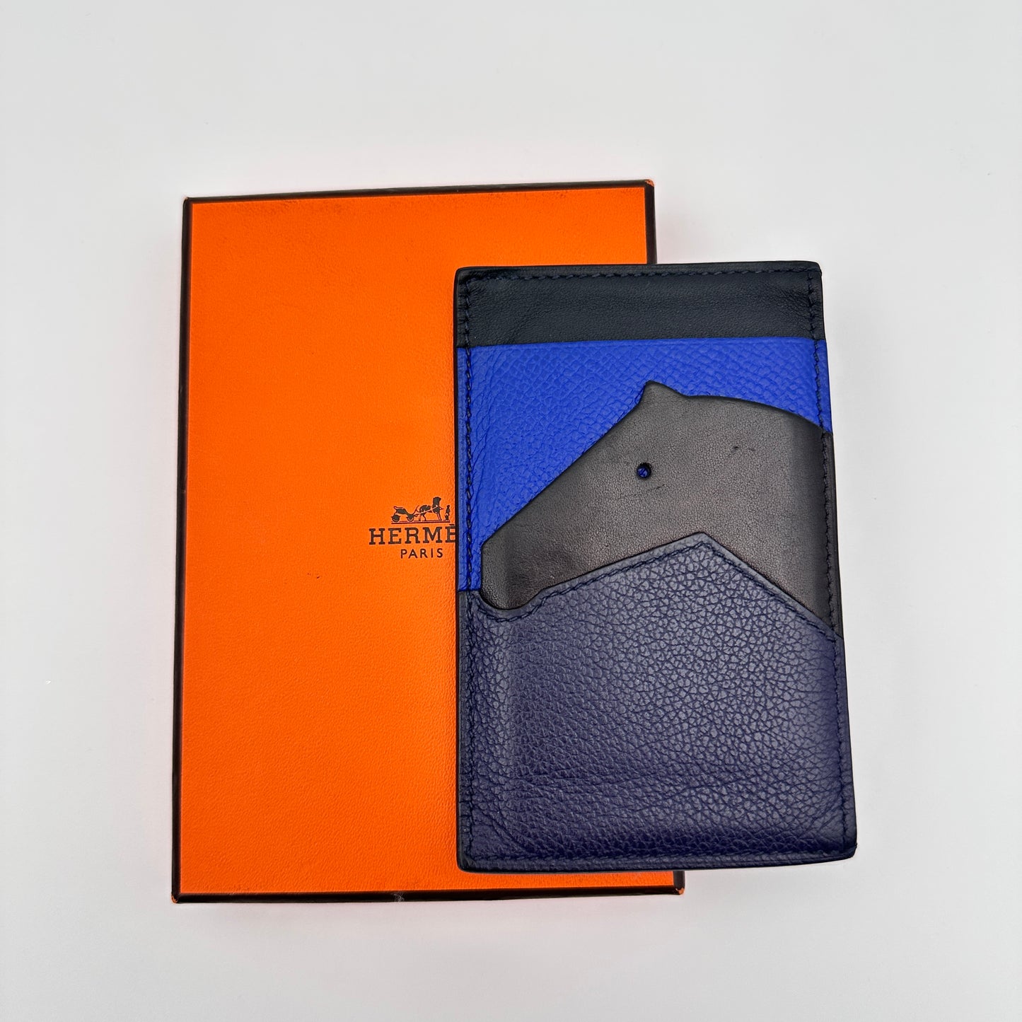 Petit Chevaux Vertical Business Card Case Black Blue