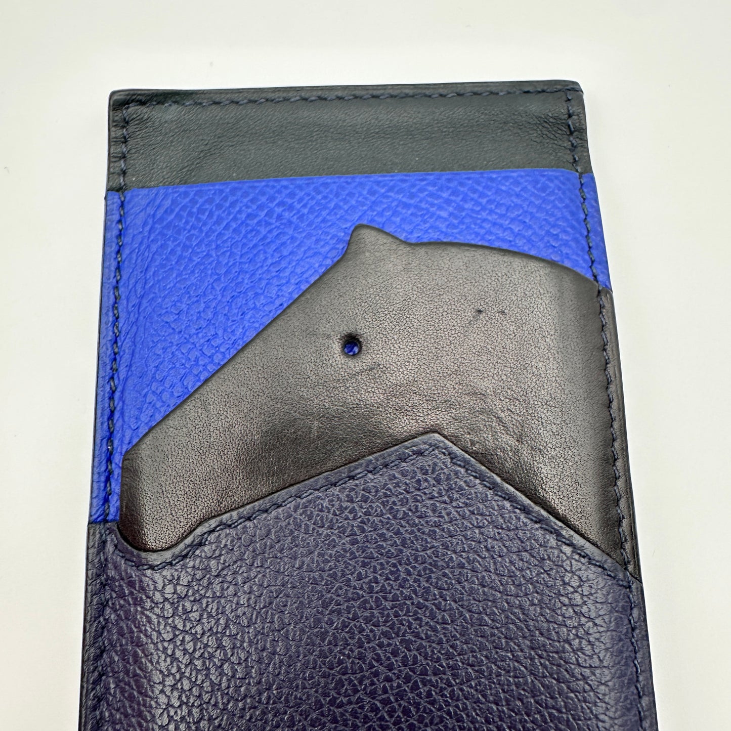 Petit Chevaux Vertical Business Card Case Black Blue