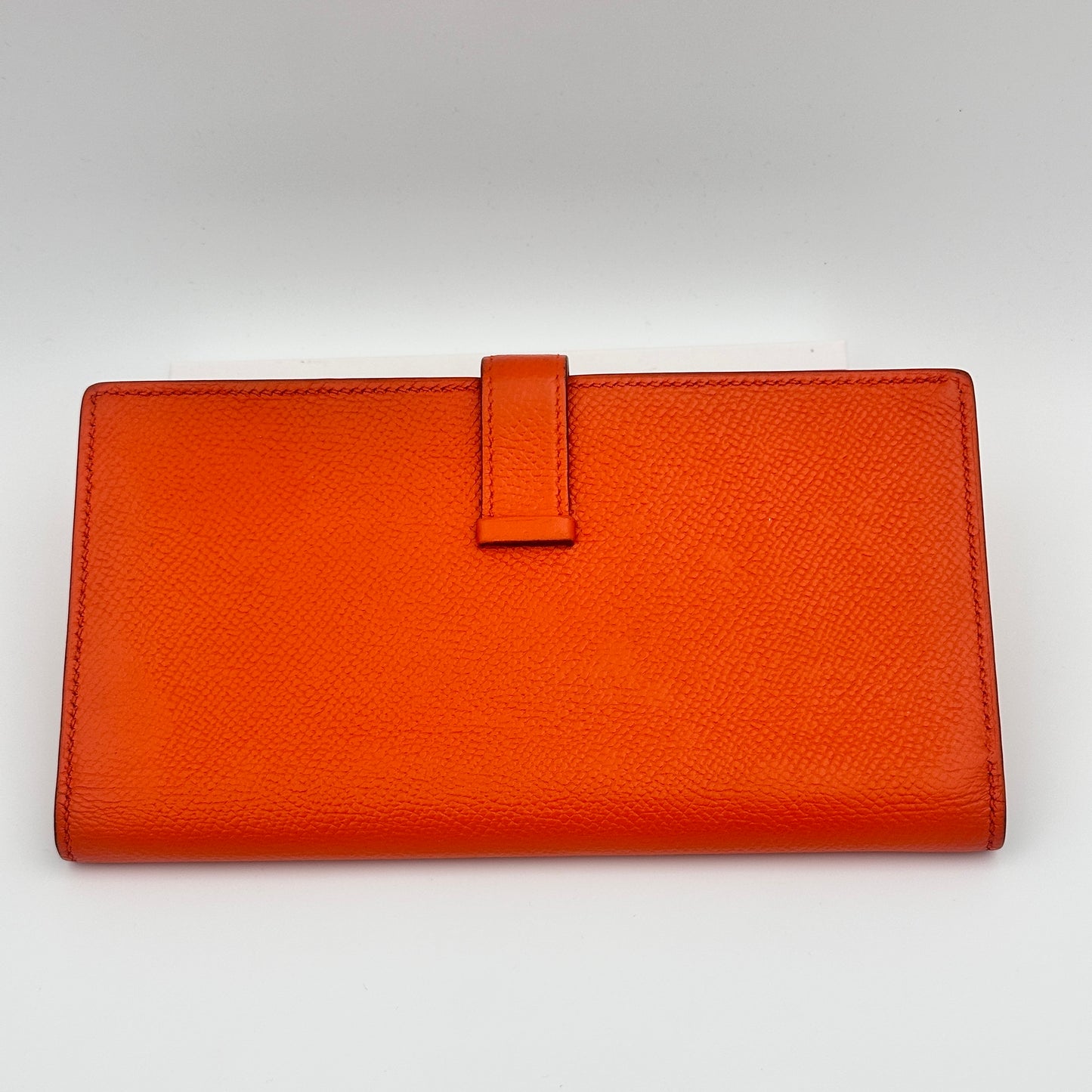 Béarn leather wallet Orange Silver Hardware