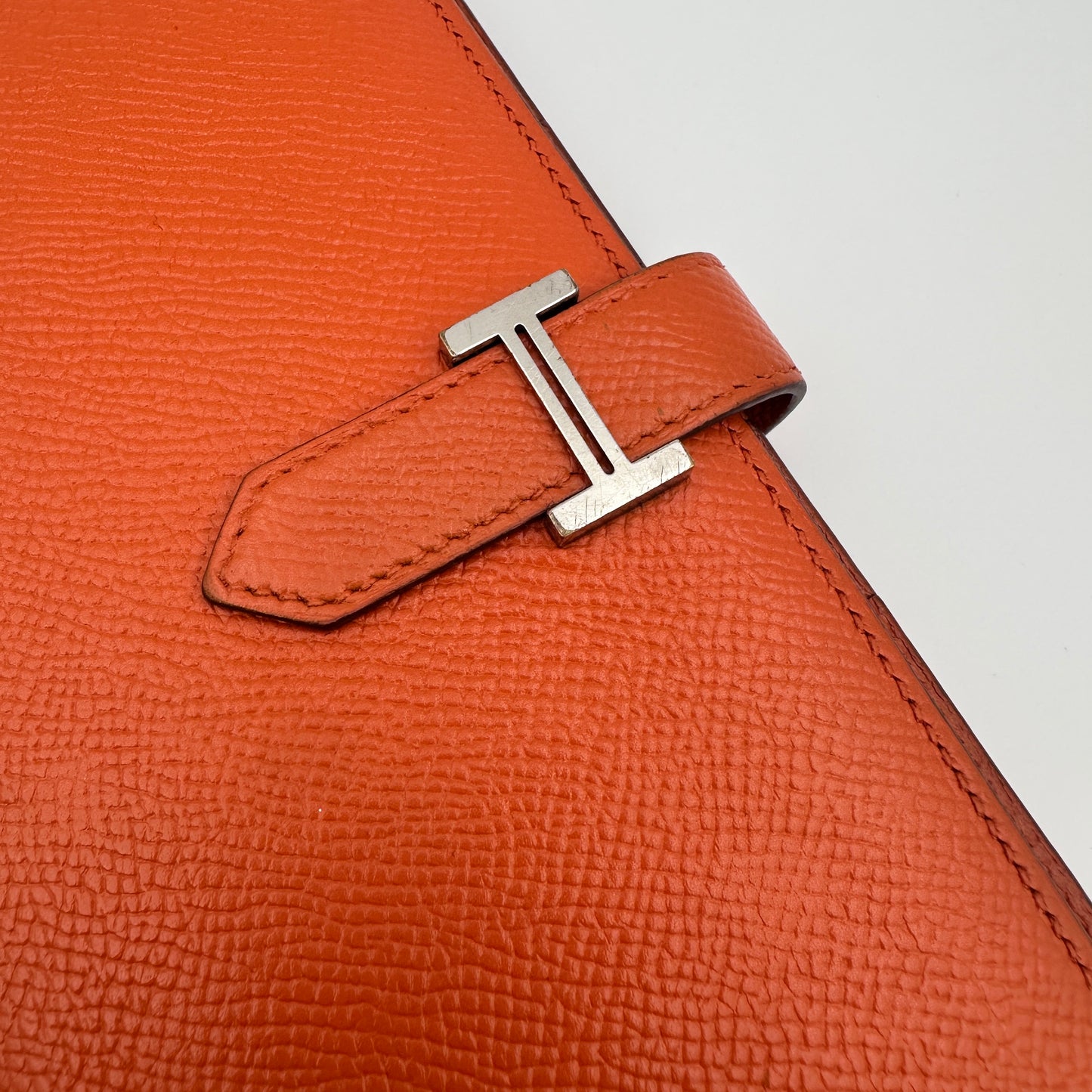Béarn leather wallet Orange Silver Hardware