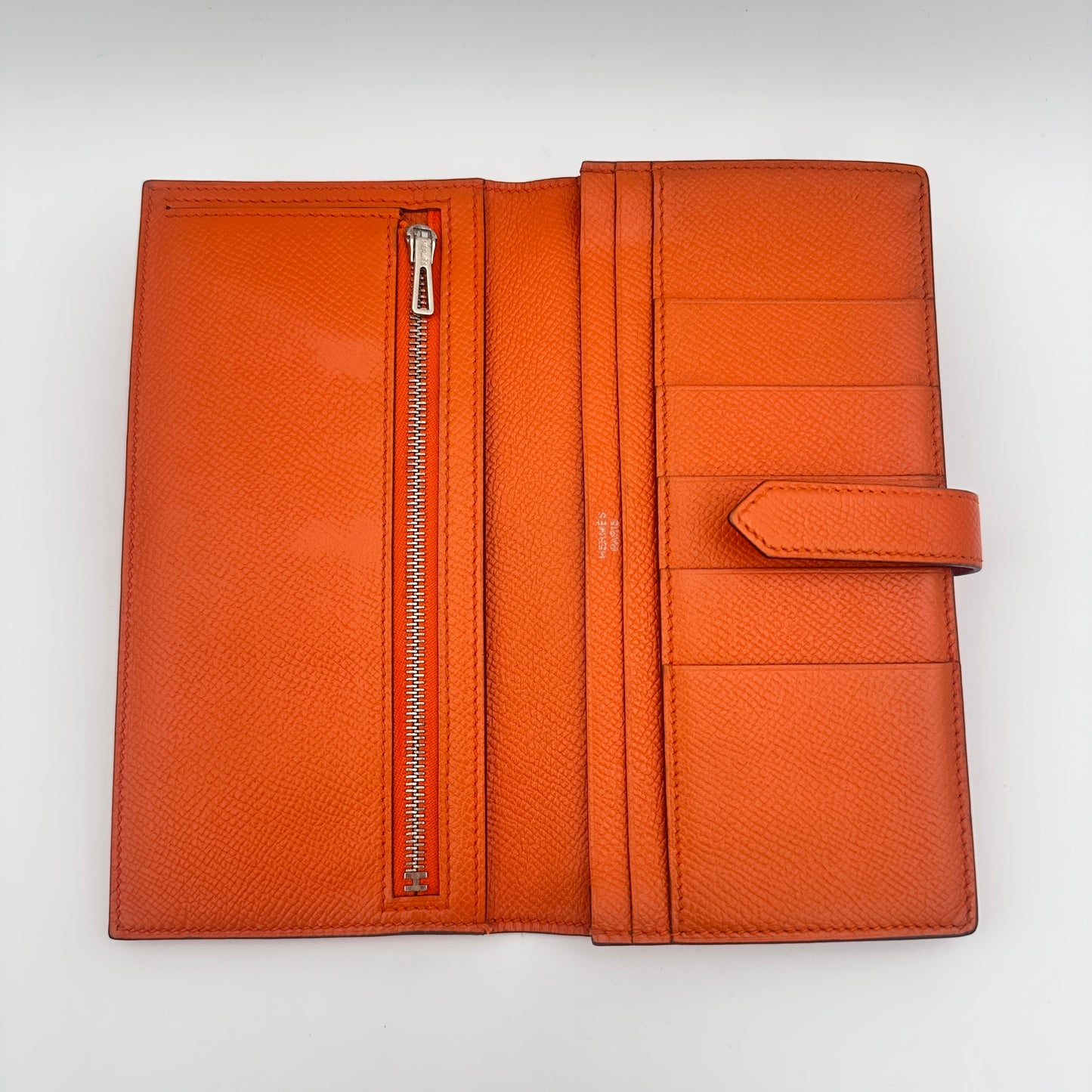 Béarn leather wallet Orange Silver Hardware