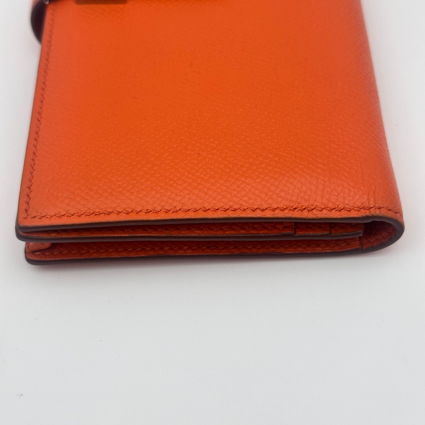 Béarn leather wallet Orange Silver Hardware