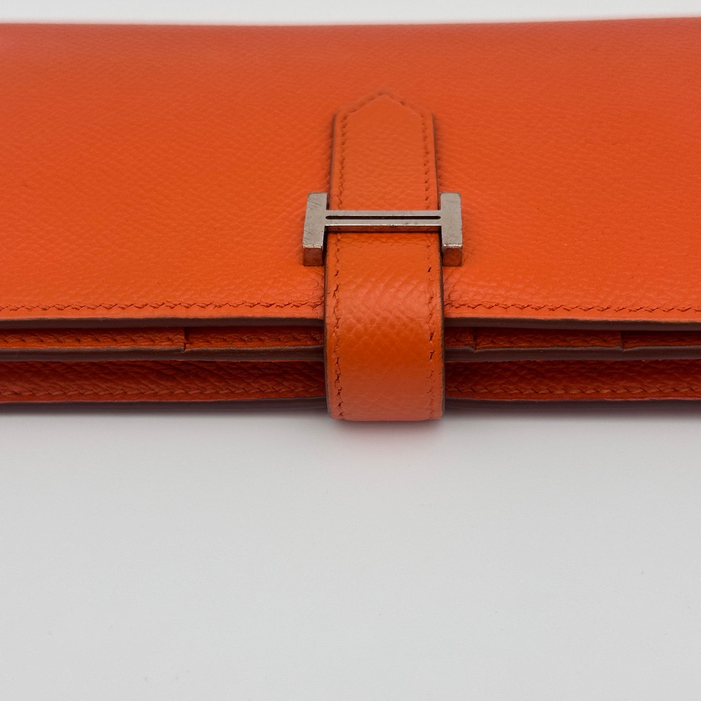 Béarn leather wallet Orange Silver Hardware