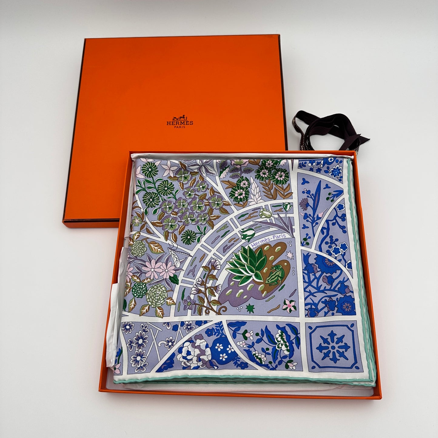 90cm Silk Scarf Blue