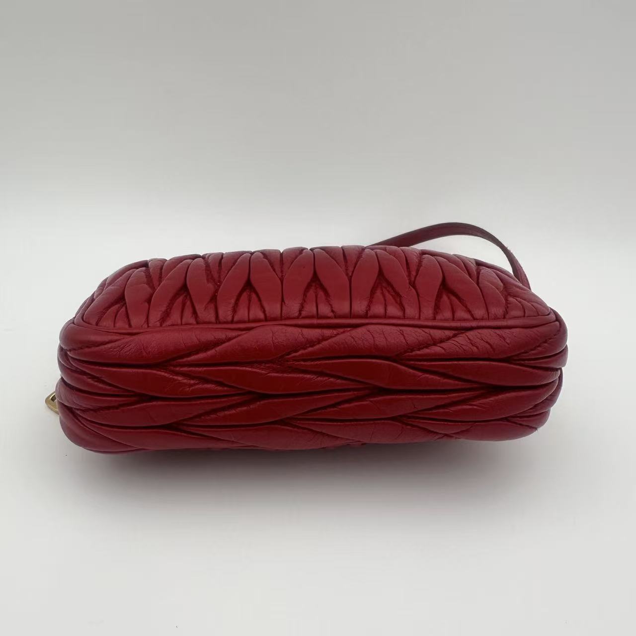 Nappa Matelasse Double Zip Pochette Clutch Rosso