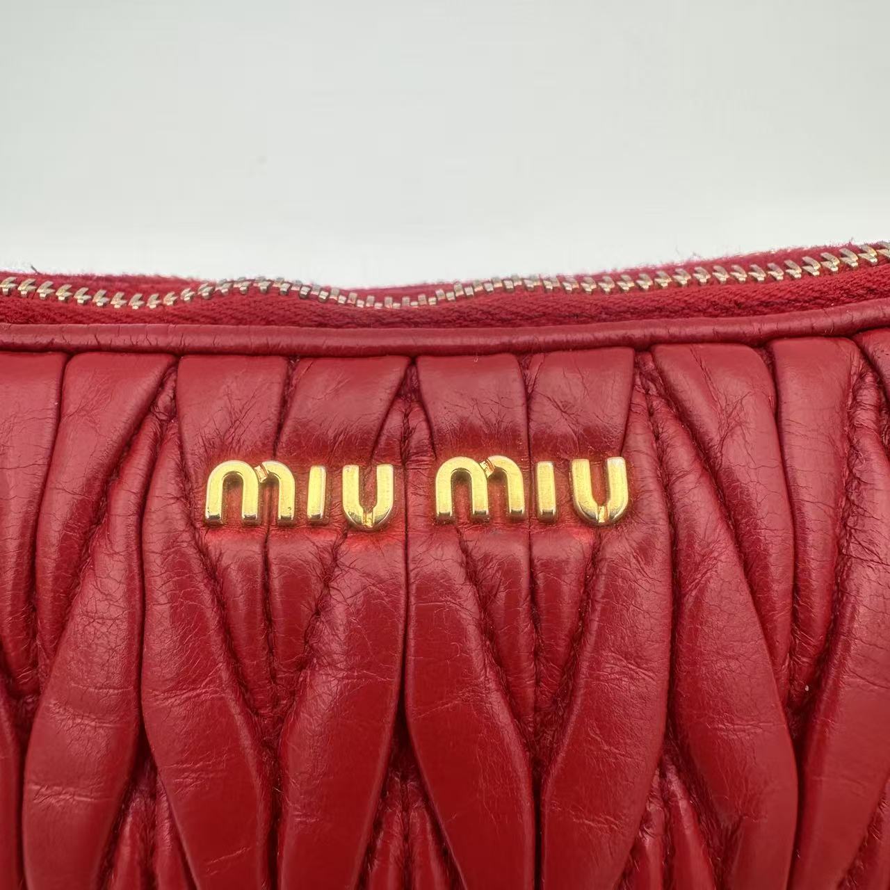 Nappa Matelasse Double Zip Pochette Clutch Rosso