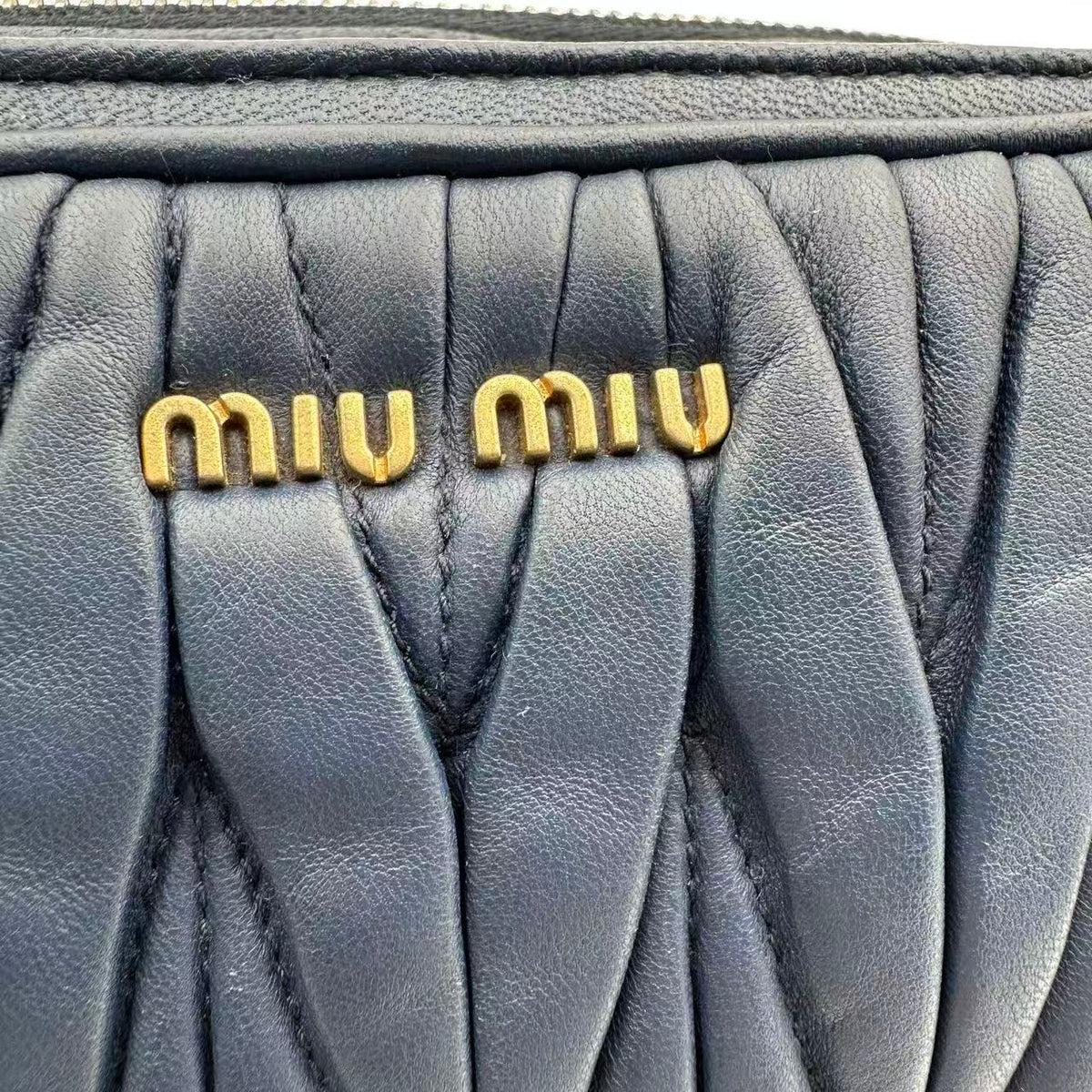 Miu Miu Small Camera Case Crumpled Lambskin Blue — view 3 of 7 Small Camera Case Crumpled Lambskin Blue, view 3 of 7