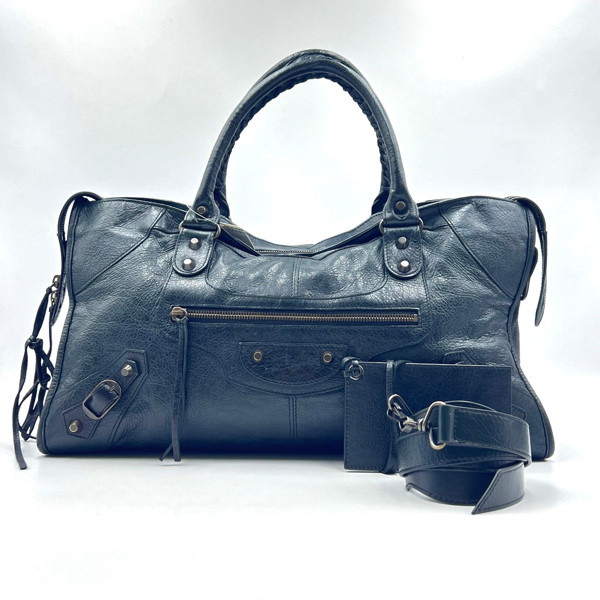Balenciaga Classic Part-Time Motorcycle Bag in Deep Green Leather
