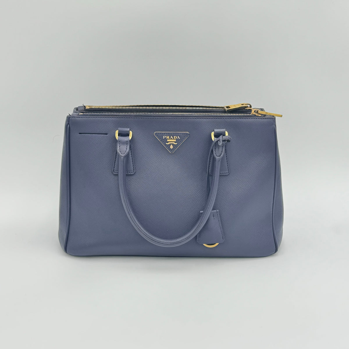 Prada Saffiano LeatherDouble Zip Small Tote Bag (missing original strap)